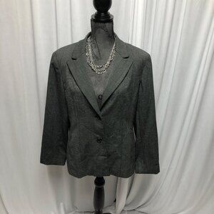 Rafaella Blazer Womens Size 14 Black Gray Lined Pockets Suit Jacket Career